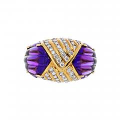 18K Yellow Gold Amethyst And Diamond Ring - 4444009