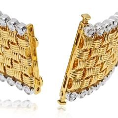 18K Yellow Gold Basket Weave Diamond Accents Carpet Bracelet - 4511119