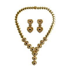 18K Yellow Gold Blue Sapphire Diamond Jewelry Se - 4527259