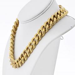 18K Yellow Gold Cuban Chain Link With Round Diamonds 18 Inches Long Necklace - 4232119