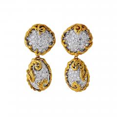 18K Yellow Gold Day To Night Dangling And Huggie 10 00cttw Diamond Earrings - 4383914