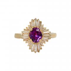 18K Yellow Gold Hot Pink Sapphire Diamond Ring - 4384888