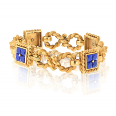 18K Yellow Gold Lapis Rope Link Bracelet - 3992081