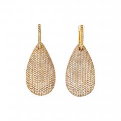 18K Yellow Gold Pave Diamond Drop Dangling Earrings - 3985001