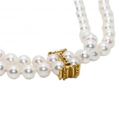 18K Yellow Gold Pearl and Diamond Necklace - 4525737