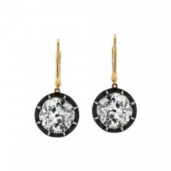 18K Yellow Gold Silver 5 87 EUR L VS2 5 79 EUR L VS2 GIA Earrings - 3782093