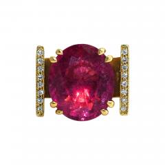 18K Yellow Gold Tourmaline Diamond Ring 16 7g - 4527352