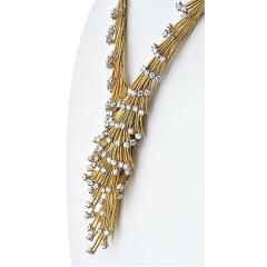 18K Yellow Gold Vintage Gold Spray Diamond Necklace - 4254179