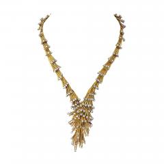 18K Yellow Gold Vintage Gold Spray Diamond Necklace - 4256320