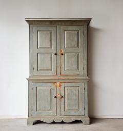 18TH CENTURY BLUE PAINTED STEP BACK CUPBOARD - 4467536