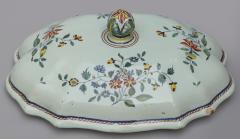 18TH CENTURY FA ENCE DE ROUEN POLYCHROME OVAL TERRINE WITH LID - 2722824