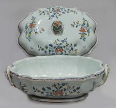 18TH CENTURY FA ENCE DE ROUEN POLYCHROME OVAL TERRINE WITH LID - 2722827