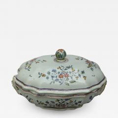 18TH CENTURY FA ENCE DE ROUEN POLYCHROME OVAL TERRINE WITH LID - 2729798