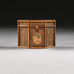 18TH CENTURY GEORGIAN PAPER SCROLLED QUILLED SATINWOOD TEA CADDY - 1840541