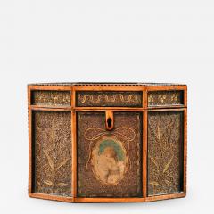 18TH CENTURY GEORGIAN PAPER SCROLLED QUILLED SATINWOOD TEA CADDY - 1841505