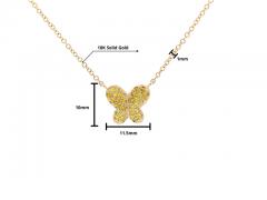 18k 14K Gold Gemstone Cluster Butterfly Integral Floating Pendant Necklace 18  - 3512770