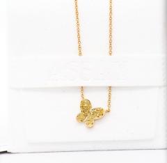 18k 14K Gold Gemstone Cluster Butterfly Integral Floating Pendant Necklace 18  - 3512773