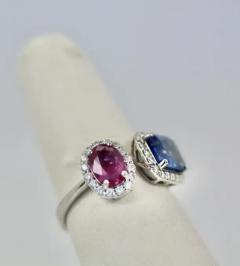 18k Blue and Pink Sapphire Diamond Ring 3 28 Carats - 3458888