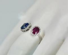 18k Blue and Pink Sapphire Diamond Ring 3 28 Carats - 3458956
