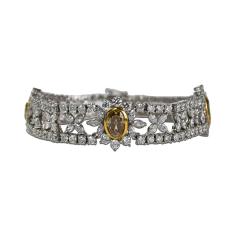 18k White Gold Custom Flower Diamond Bracelet 13 18ct TCW G I Color SI VS 6 75 - 4527164