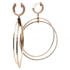 18kt Rose Gold and Diamond Drop Hoop Earrings - 4557718
