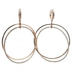 18kt Rose Gold and Diamond Drop Hoop Earrings - 4557719