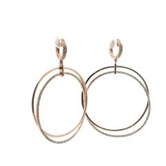 18kt Rose Gold and Diamond Drop Hoop Earrings - 4557720