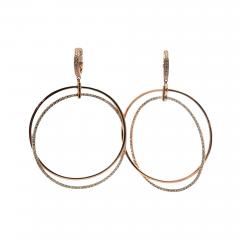 18kt Rose Gold and Diamond Drop Hoop Earrings - 4558737
