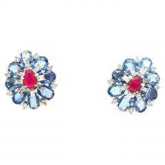 18kt White Gold Sapphire and Ruby Earrings - 4557713