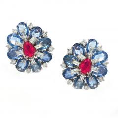 18kt White Gold Sapphire and Ruby Earrings - 4558731