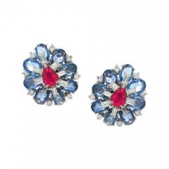18kt White Gold Sapphire and Ruby Earrings - 4558732