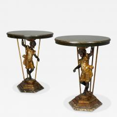 18th 19th c Italian Venetian Blackamoor Gueridons Opposing Figures Marble - 4623934