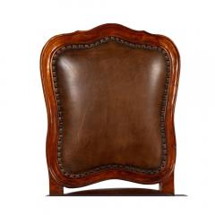 18th C Carved Walnut Leather Side or Desk Chair - 3781050