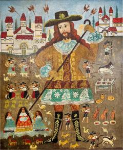 18th C Cuzco School Oil on Canvas Saint Isidore the Labourer - 3592499