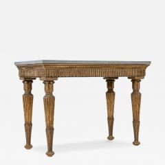 18th C Italian Neoclassical Gilt Wood Console with a Gray Marble top - 4627037