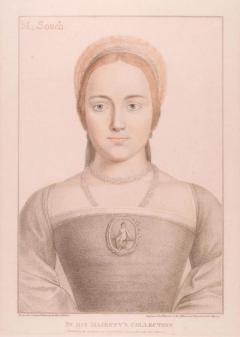 18th C Portrait of a Woman in Henry VIIIs Court from a 16th C Holbein Drawing - 2909962