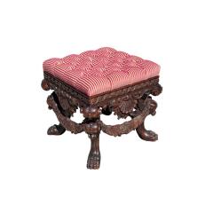 18th C Style Carved Italian Walnut Footstool Ottoman Bench - 4523602