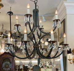 18th C Style Ebanista Wrought Iron French Crystal Chandelier - 2562860