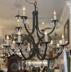 18th C Style Ebanista Wrought Iron French Crystal Chandelier - 2562864