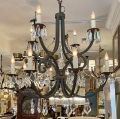 18th C Style Ebanista Wrought Iron French Crystal Chandelier - 2562865