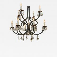 18th C Style Ebanista Wrought Iron French Crystal Chandelier - 2563913