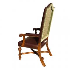 18th C Style French Mahogany Brown Leather Arm Chair - 4002980