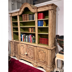 18th C Style Italian Paint Decorated Breakfront Bookcase Cabinet - 3474227