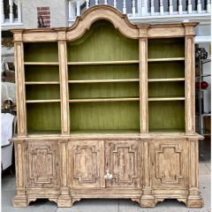 18th C Style Italian Paint Decorated Breakfront Bookcase Cabinet - 3474247