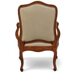 18th C Style Italian Rococo Walnut Armchair W Leather Upholstery - 4439776