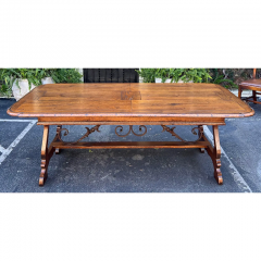 18th C Style Italian Walnut Iron Extension Dining Table - 2997171