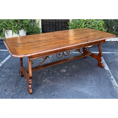 18th C Style Italian Walnut Iron Extension Dining Table - 2997189