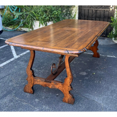 18th C Style Italian Walnut Iron Extension Dining Table - 2997196