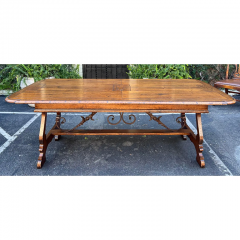 18th C Style Italian Walnut Iron Extension Dining Table - 2997202