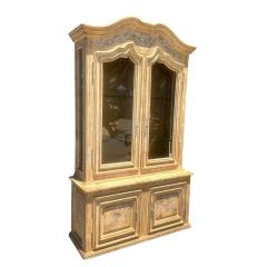 18th C Style Paint Decorated French Country Showcase China Display Cabinet - 4271726
